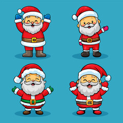 Set of Cute Santa Vector Illustration