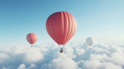 Fototapeta premium Hot Air Balloons Soaring Above the Clouds