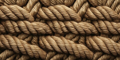 A close-up of intertwined natural rope fibers.