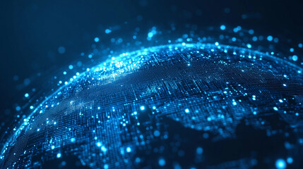 futuristic digital landscape showcasing global connectivity. Streams of binary code and interconnected lines symbolize the flow of information, data exchange, and modern communication across the world