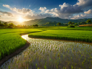 Naklejka premium rice field