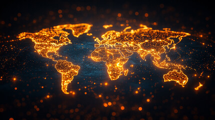 futuristic digital landscape showcasing global connectivity. Streams of binary code and interconnected lines symbolize the flow of information, data exchange, and modern communication across the world