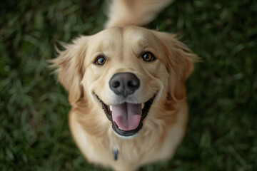 Golden Retriever Beaming with Delight, Ready for Fun