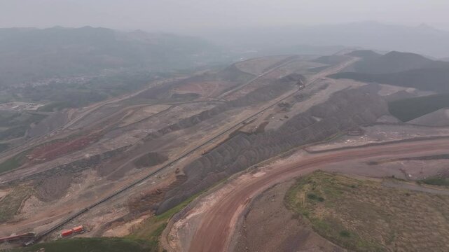 view of iron mine on hill in loess plateau