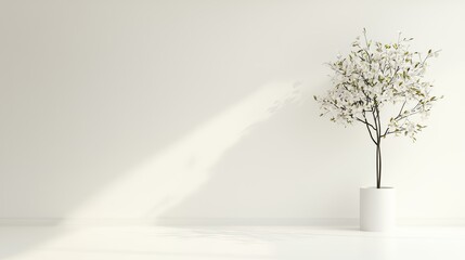 Obraz premium Beautiful Minimalist White Space Wallpaper. A large expanse of white space with a small, subtle element in one corner, emphasizing simplicity and elegance.