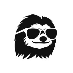 Trendy Sloth Silhouette in Glasses Vector Illustration