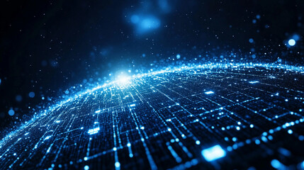 futuristic digital landscape showcasing global connectivity. Streams of binary code and interconnected lines symbolize the flow of information, data exchange, and modern communication across the world