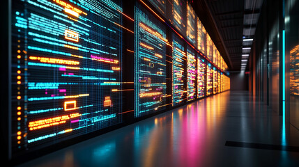 futuristic digital landscape showcasing global connectivity. Streams of binary code and interconnected lines symbolize the flow of information, data exchange, and modern communication across the world