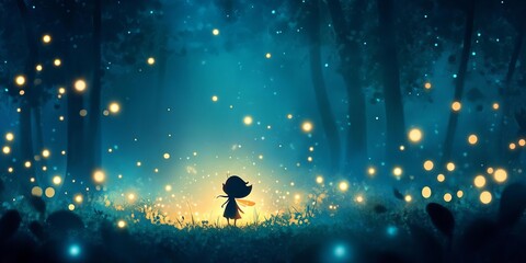 Naklejka premium A fairy in an enchanted forest