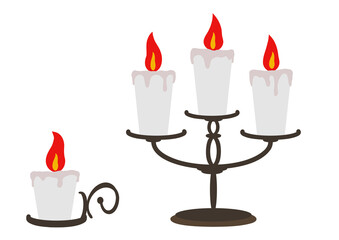 キャンドルスタンドに灯るキャンドルイラスト