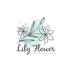 lily flower  line art  botanical  beauty  colorful  logo  vector  icon  illustration  design  minimalist