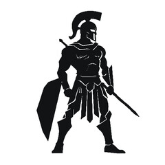 Spartan Fighter Silhouette Vector Illustration Transparent Background