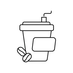 coffee line icon with white background vector stock illustration