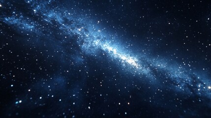 Naklejka premium A deep blue night sky with a band of stars and a scattering of white stars.