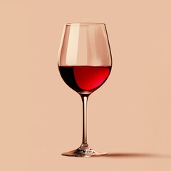 Elegant red wine glass on an artistic background.