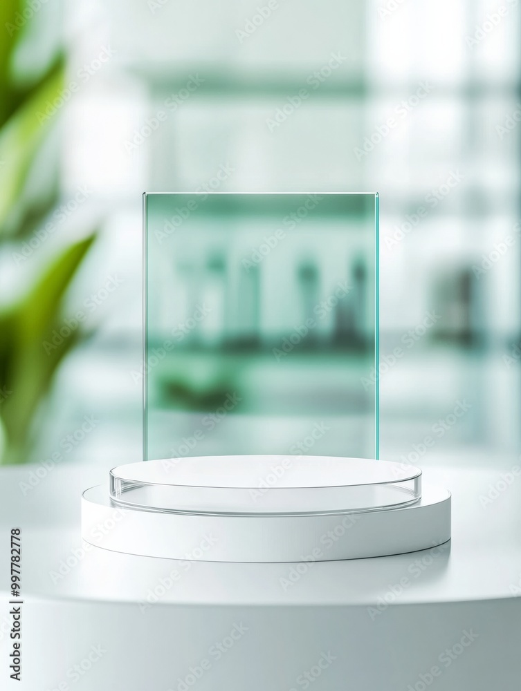 Poster futuristic minimalist poster mockup featuring microbiome testing kit in clean environment