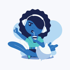 Blue girl character design
