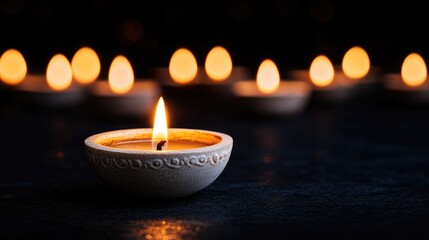 Serene candles glowing in a dark setting