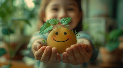Green Smiling Feedback: Positive Customer Review for Mental Health Assessment on World Mental Health Day with Child Wellness Concept
