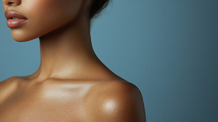 slender, youthful woman's body is highlighted in this image, capturing the essence of beauty and elegance. The perfect contours and smooth skin emphasize grace, symmetry, and the ideal form of human b