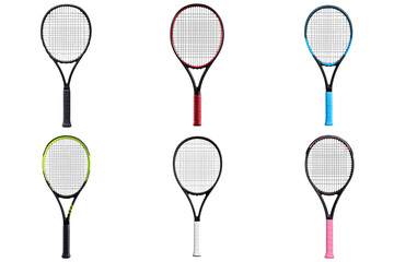 Tennis racket on transparent background, suitable for sports equipment marketing and fitness promotional materials.