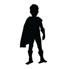 Vector illustration cool silhouette of child superhero