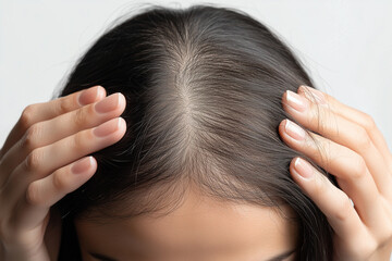 Naklejka premium woman hair damage issue on white