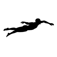 Swimmer Silhouette Isolated on White Background – Vector Illustration