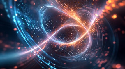 Abstract Digital Art: Swirling Light and Particles