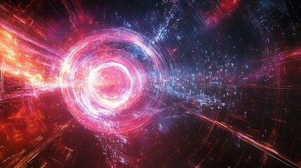 Abstract Digital Art: Swirling Light and Particles