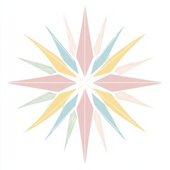 Fototapeta premium artwork showcases a solstice star created with pastel colors and a flat design style on a clean white backdrop, representing harmony and balance