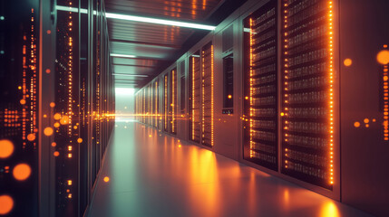 Fototapeta premium Server rack with multiple servers, housing computer equipment for data storage and network connectivity