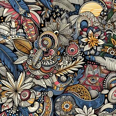 creative batik & songket art pattern with flowers