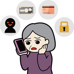 困った顔でスマホで電話する高齢女性とその悩みのタネ