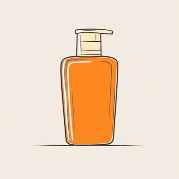 recommend clip art: illustration features a sunblock bottle with a pump top, depicted in soft pastel hues against a clean white background, ideal for summer skincare education