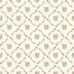 Earthy Pastel Floral on White Background Seamless Patterns