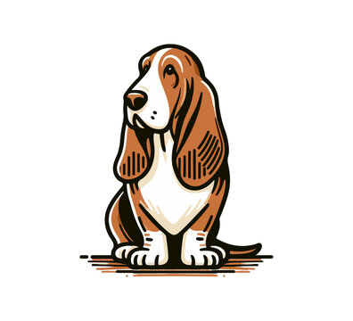 recommend clip art: Basset hound dog hand drawn vector illustration