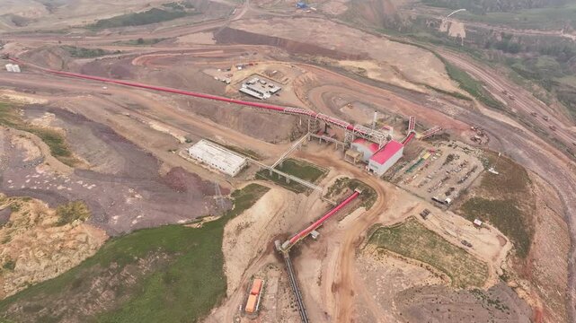 view of iron mine on hill in loess plateau