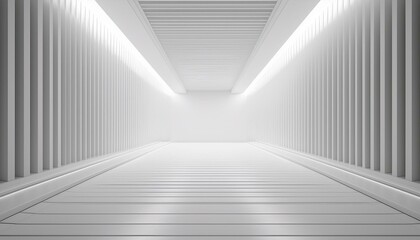 Fototapeta premium White background 3D room light abstract space technology tunnel stage floor
