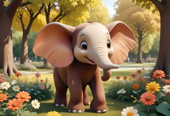 baby elephant in garden