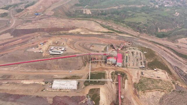 view of iron mine on hill in loess plateau