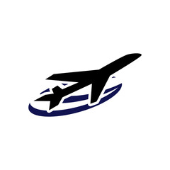 Travel concept illustration in vector. Airplane logo flying and leaving trail lines. Summer vacation background. Logo with air travel concept.