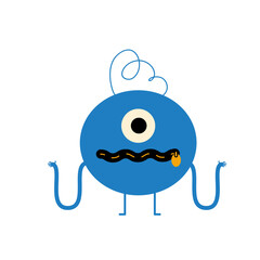 Character with a closed zipper instead of a mouth