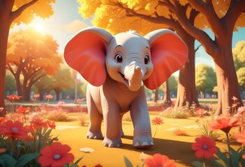 baby elephant in garden