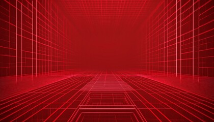 Obraz premium Red background 3D room light abstract space technology tunnel stage floor