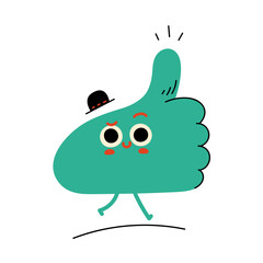 The character thumb up