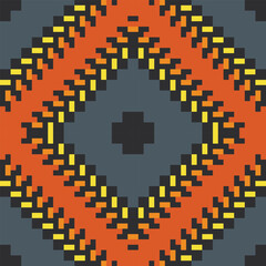 Obraz premium Saree Geometric Pattern Designfolk Embroidery, Aztec Geometric Ornament Print. Design for Carpet, Wallpaper, Clothing, Wrapping, Fabric