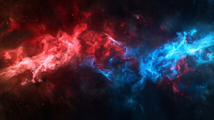 Vibrant Abstract Painting with Red and Blue Fluid Patterns. A vivid abstract artwork showcasing swirling red and blue fluid patterns, creating a dynamic and mesmerizing visual effect.
