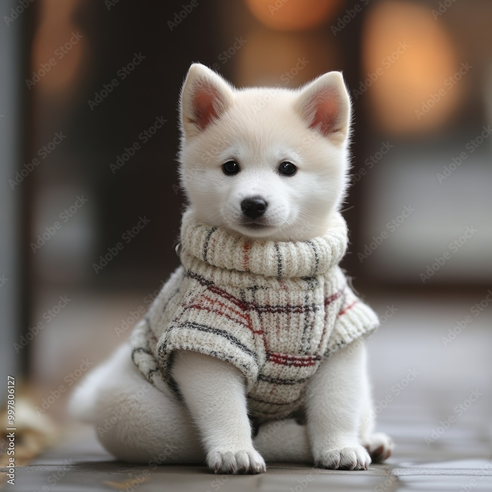 Sticker puppy in sweater.