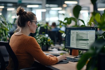 Employees choosing their work hours, showcasing a diverse group working at various times throughout the day, Generative AI